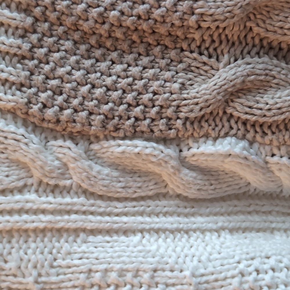 Aerie Cable Knit Sweater - Cream and Tan - Picture 3 of 5